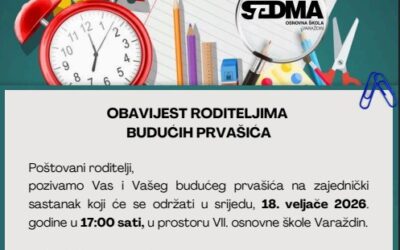 OBAVIJEST RODITELJIMA BUDUĆIH PRVAŠIĆA